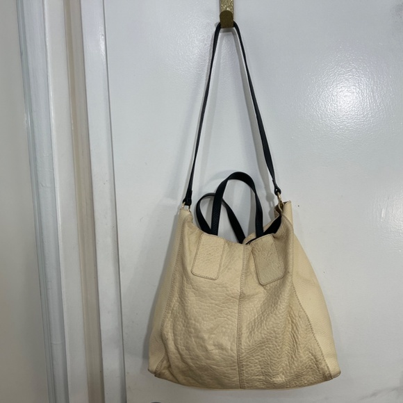 Vince Camuto Tania Convertible Pebble Leather Tote Bag Cream White Large - Picture 7 of 14